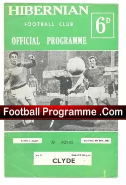 Hibernian Hibs v Clyde 1967