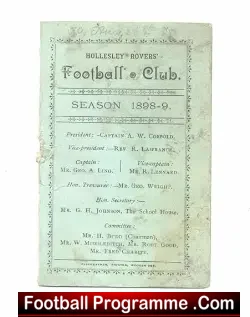Hollesley Rovers Football Club Fixtures Booklet 1898 – 1889