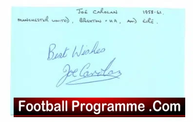 Manchester United Joe Carolan Autograph + Brighton Busby Babes - football programme