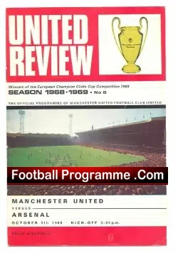 Manchester United v Arsenal 1968 - football programme