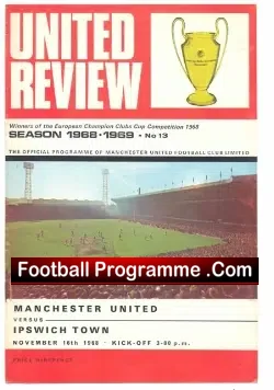 Manchester United v Ipswich Town 1968 - football programme