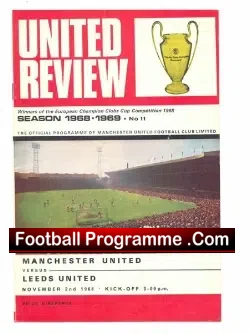 Manchester United v Leeds United 1968 - football programme