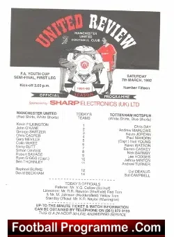 Manchester United v Tottenham 1992 – Youth Cup David Beckham Giggs