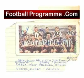 Newcastle United Multi Autographs on Team Picture Card 1950’s