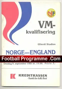 Norway v England 1981