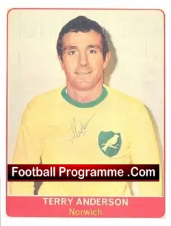 Norwich City Terry Anderson Autograph Picture 1970
