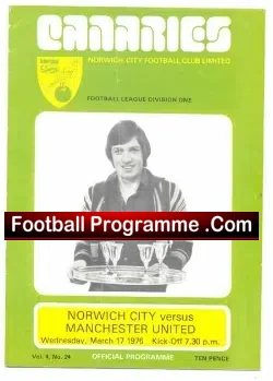 Norwich City v Manchester United 1976 - football programme
