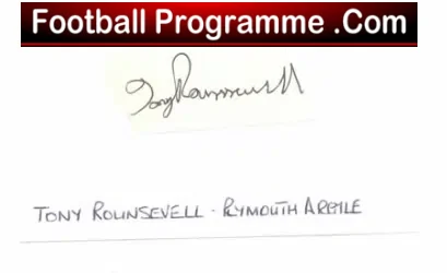 Plymouth Argyle Tony Rousevell Autograph