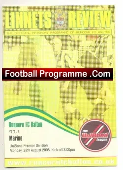 Runcorn FC Halton v Marine Athletic 2005 - football programme