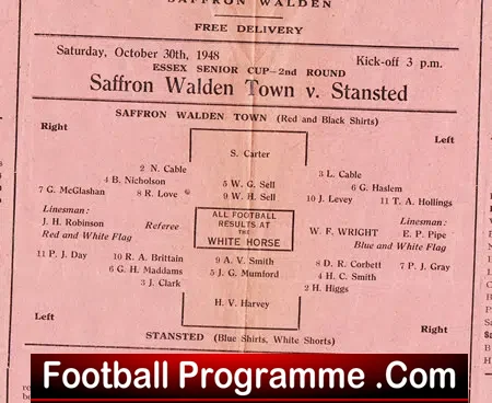 Saffron Walden Town v Stansted 1948 – Essex Senior Cup