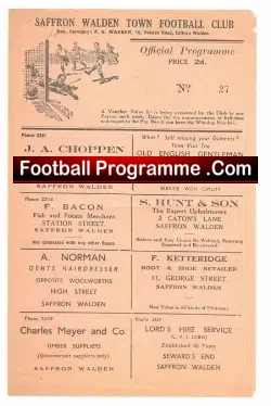 Saffron Walden Town v Stansted 1948 – Essex Senior Cup