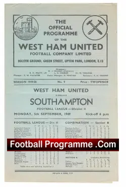 West Ham United v Southampton 1949