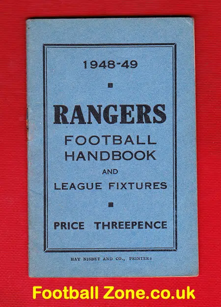 Glasgow Rangers Football Club Yearbook Handbook 1948 - 1949