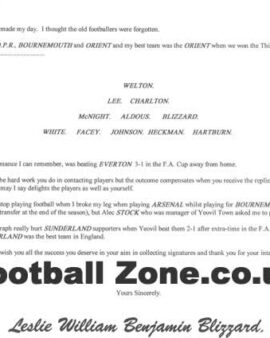 Bournemouth Leslie Blizzard – Orient + QPR Letter