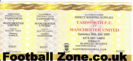 Tamworth v Manchester United 2003 - Full Football Ticket