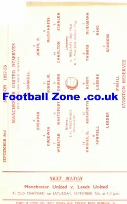 Manchester United v Everton 1957 - Reserves