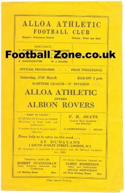 Alloa Athletic v Albion Rovers 1956