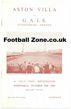 Aston Villa v GAIS Gothenburg Sweden 1958