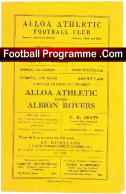 Alloa Athletic v Albion Rovers 1956