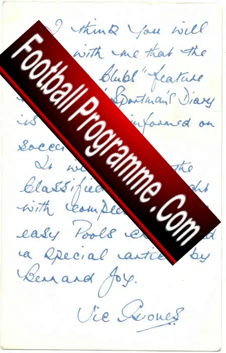Arsenal Vic Groves Autographed Picture Signed + Letter