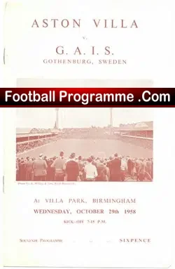 Aston Villa v GAIS Gothenburg Sweden 1958