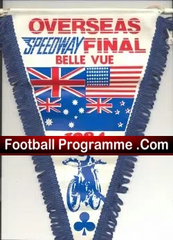 Belle Vue Overseas Final 1984 Speedway Pennant Flag
