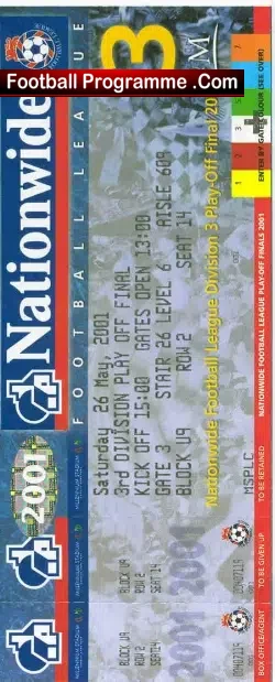 Blackpool v Leyton Orient 2001 – Football Ticket Stub