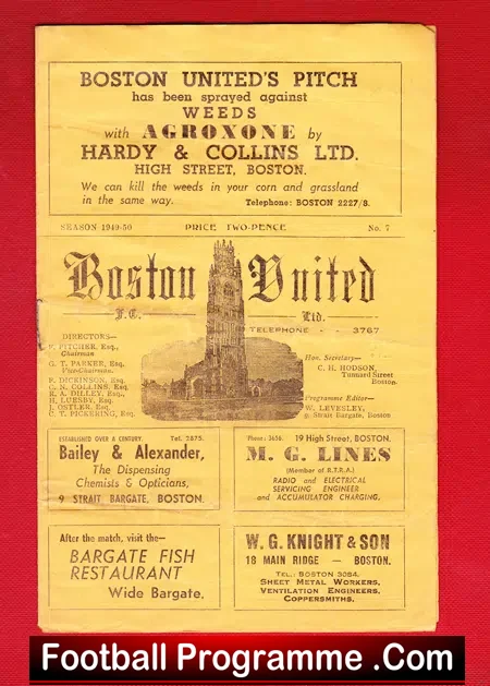 Boston United v Symingtons 1949 – 1940s