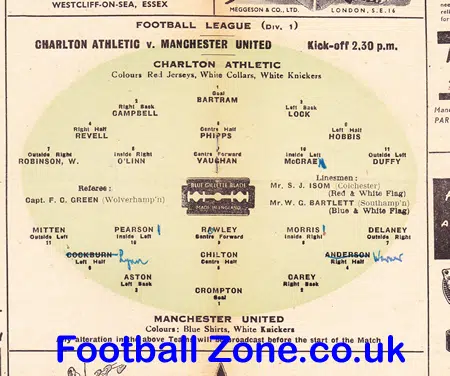Charlton Athletic v Manchester United 1948 – Sammy Lynn Debut