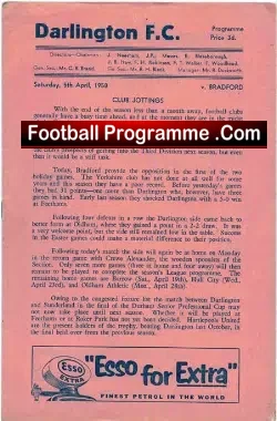 Darlington v Bradford 1958