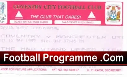 Dave Busst Testimonial Coventry City v Man Utd 1997 Cantona LAST