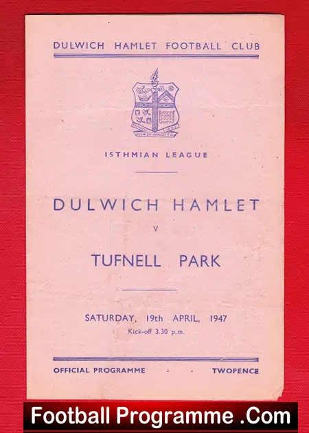 Dulwich Hamlet v Tufnell Park 1947 – 1940s