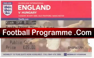 England v Hungary 2006 – Football Ticket Stub