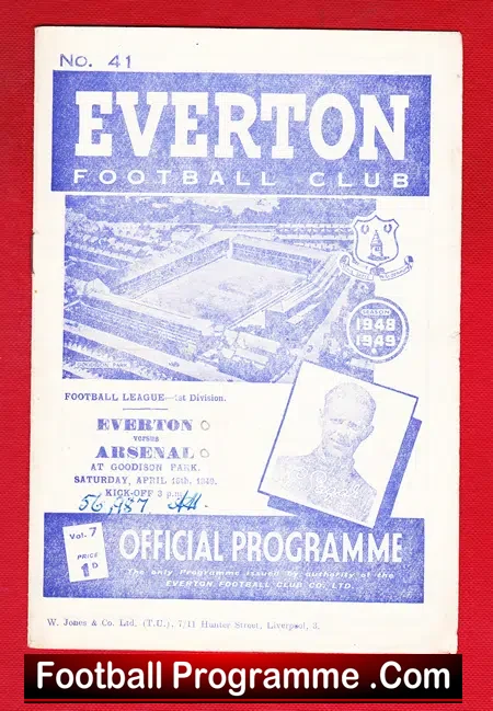 Everton v Arsenal 1949 – 1940s Football Programme