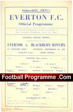 Everton v Blackburn Rovers 1943 - football programme
