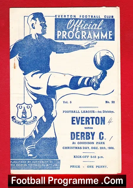 Everton v Derby County 1946 – 1940s Football Programme