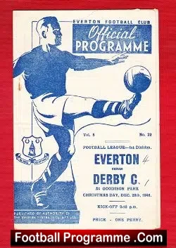 Everton v Derby County 1946 – 1940s Football Programme
