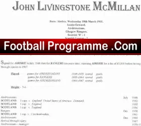 Glasgow Rangers John Livingstone McMillan Letter Airdrie