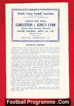 Gorleston v Kings Lynn 1953 – Senior Cup Final Programme