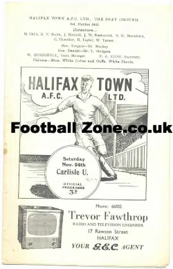 Halifax Town v Carlisle United 1956