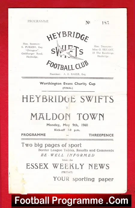 Heybridge Swifts v Maldon Town 1960