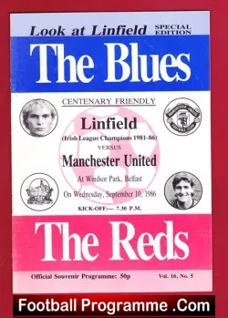 Linfield v Manchester United 1986 – Windsor Park Belfast Ireland