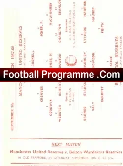 Manchester United v Blackpool 1957 – Reserves Game