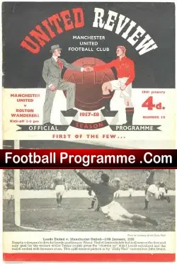 Manchester United v Bolton Wanderers 1958 - football programme
