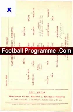 Manchester United v Bury 1958 – Reserves Match