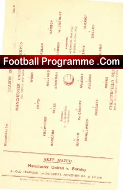 Manchester United v Chesterfield 1958 – Reserves