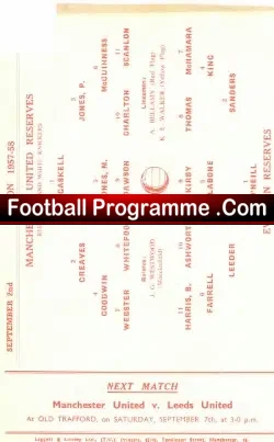 Manchester United v Everton 1957 – Reserves