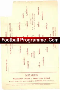 Manchester United v Liverpool 1958 – Reserves Match