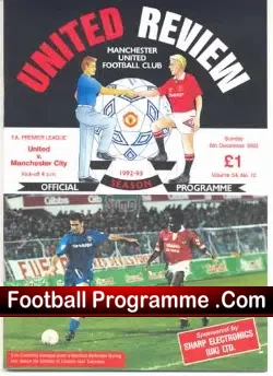 Manchester United v Manchester City 1992 1st Match Eric Cantona