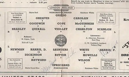 Manchester United v Portsmouth 1959 – Plus Autographed Pompey